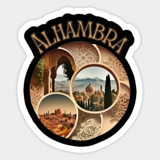 Alhambra Palace Granada Spain - Retro Travel Sticker